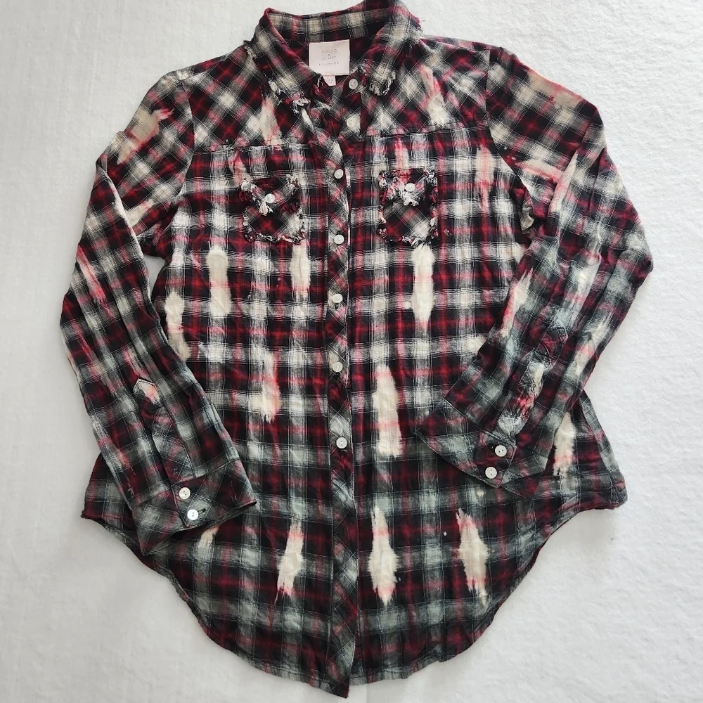 Romeo & Juliet Couture Western Plaid Button-Down Shirt  Size Large